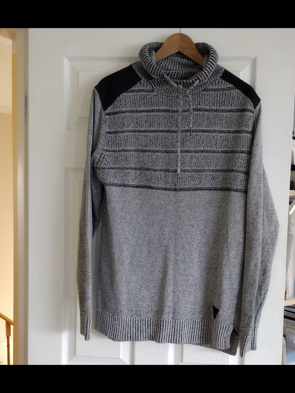Men's Gray Mock Neck Knit Sweater